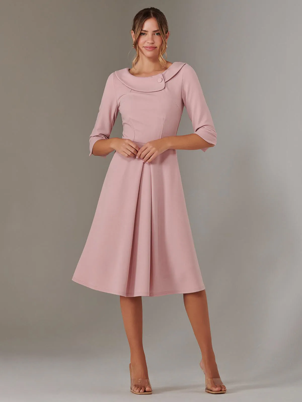 Sloan 3/4 Sleeve Midi Dress, Dusty Pink
