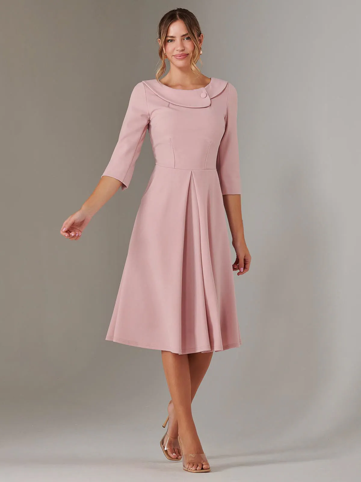 Sloan 3/4 Sleeve Midi Dress, Dusty Pink