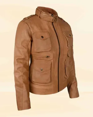 Soft Hunter Tan The Pricy Women Leather Jacket