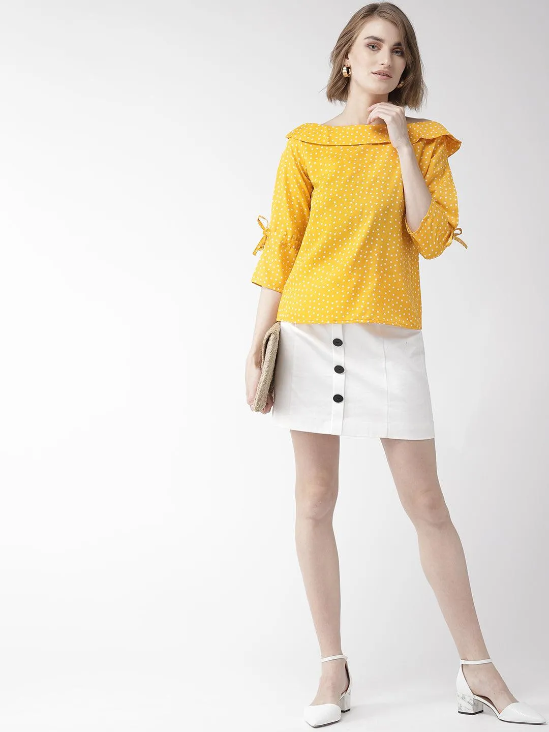 style quotient women polka printed polycrepe smart casual top