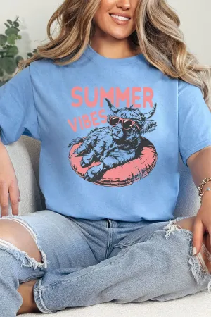 Summer Vibes Highland Cow Short Sleeve Relaxed Fit T-Shirt