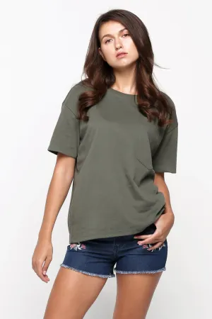 Textured Oversized Fit Tee with Pocket