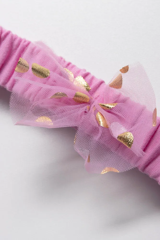 Tg Tulle Dress With Headband Mid Pink