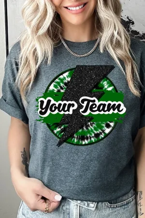 Tie Dye Bolt Green And Black Short Sleeve Relaxed Fit T-Shirt