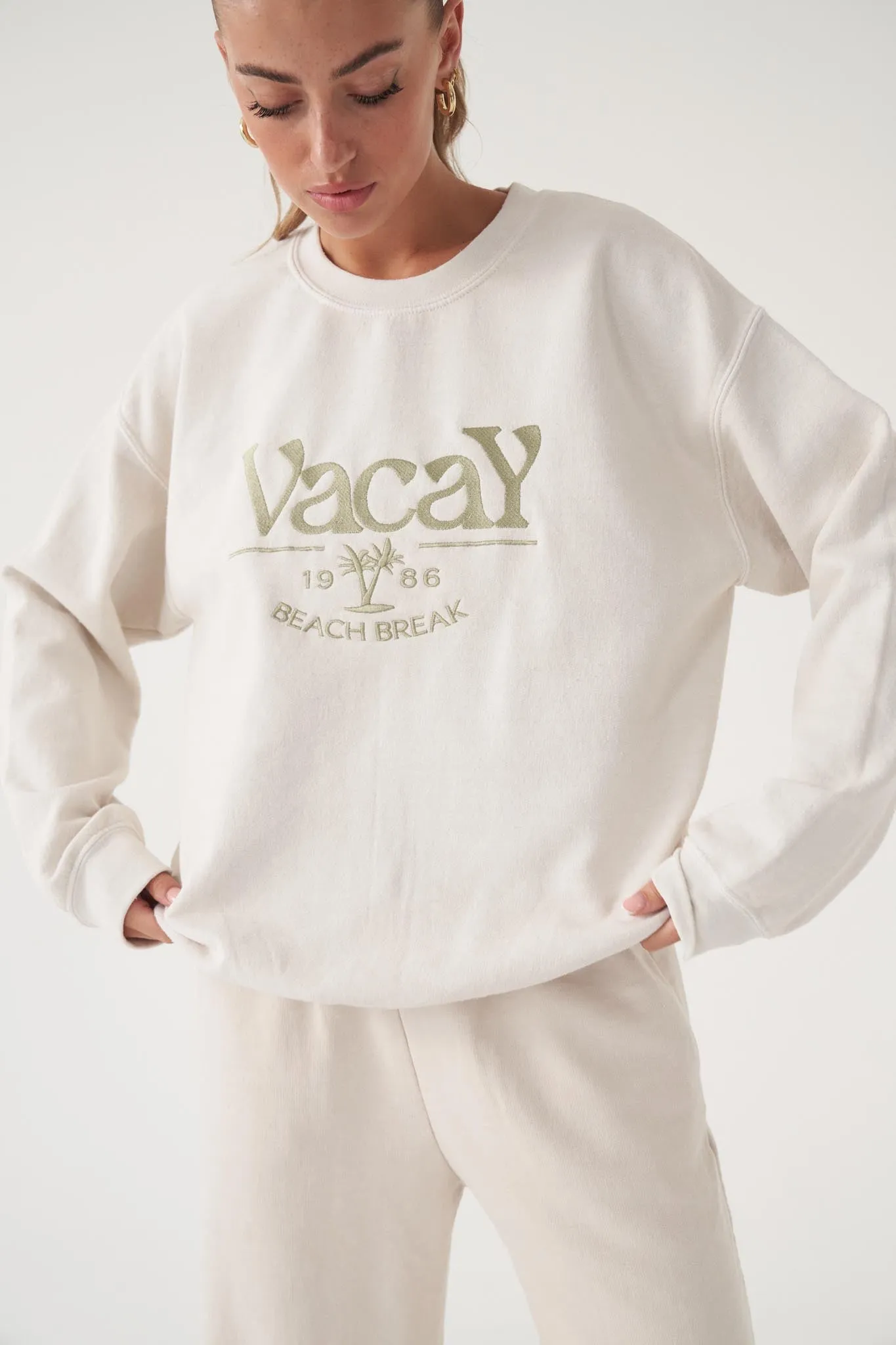 Vacay Embroidered Natural Sweater