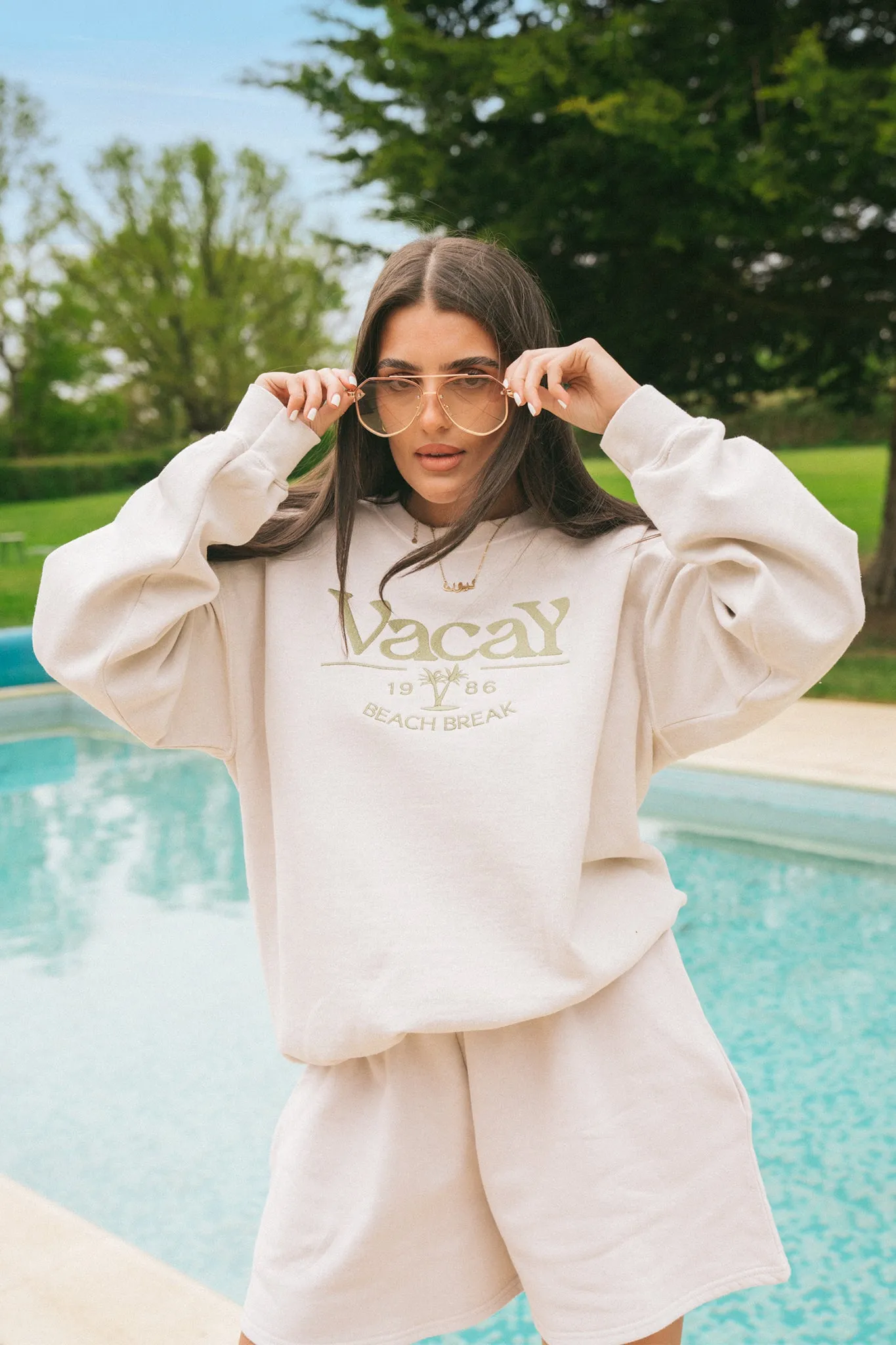 Vacay Embroidered Natural Sweater