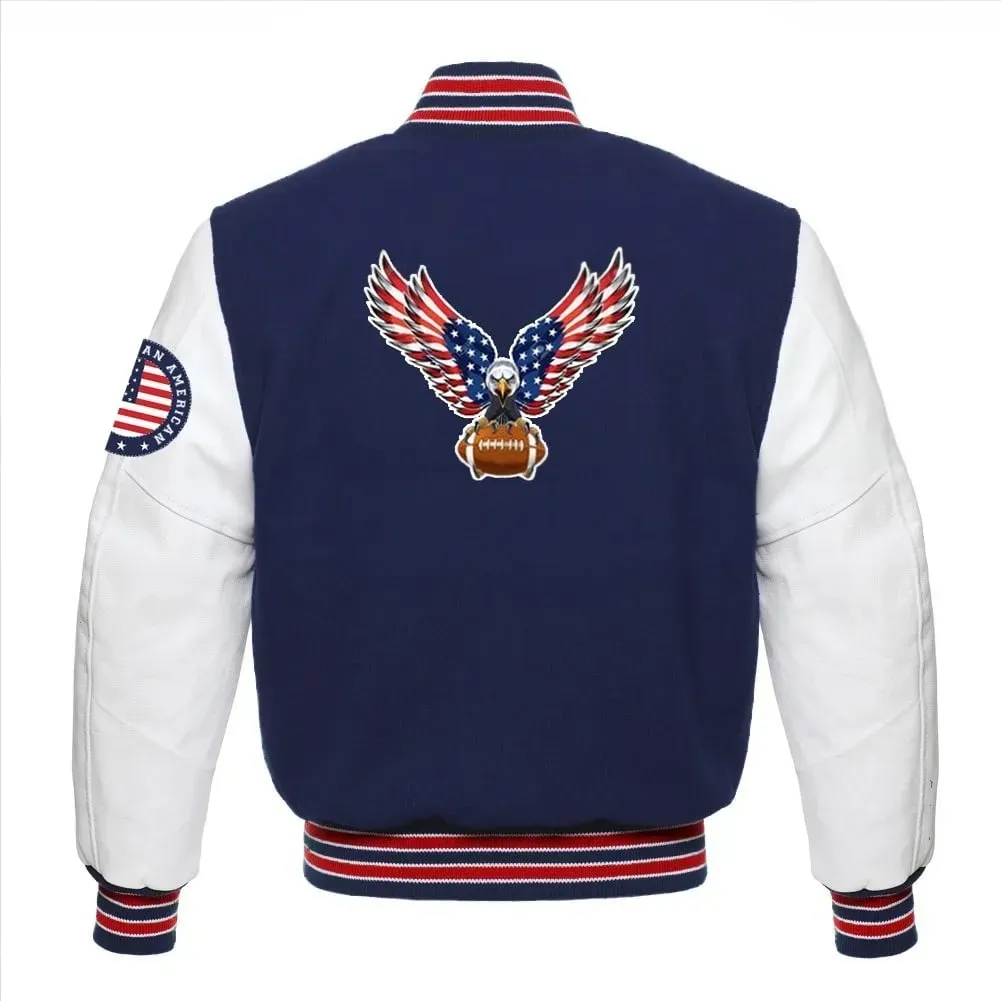 WHITE SLEEVES USA VARSITY JACKET | AMERICAN FOOTBALL SPORT JACKET