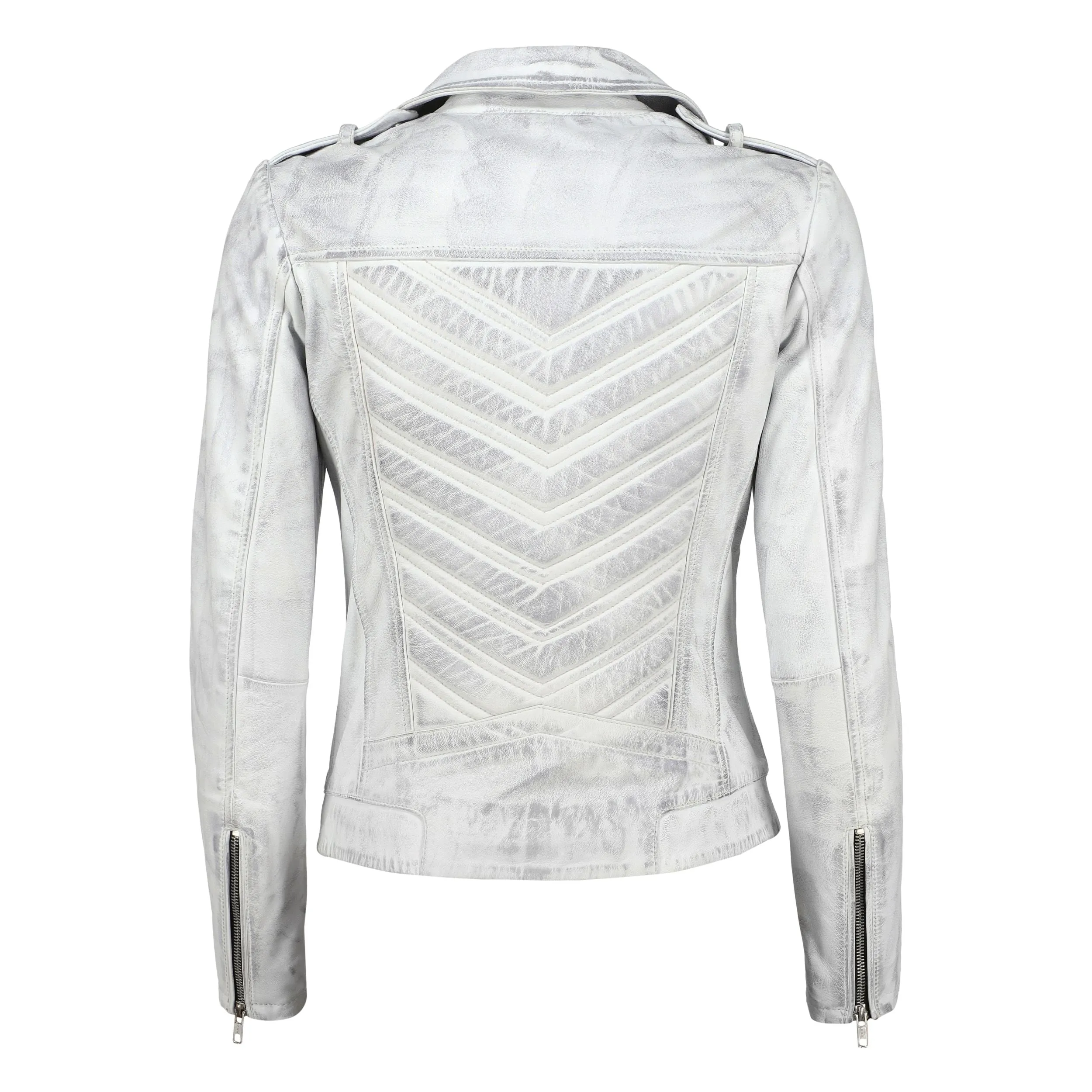 Women's Handwaxed Biker Style Motorcycle Zip-Up Leather Jacket