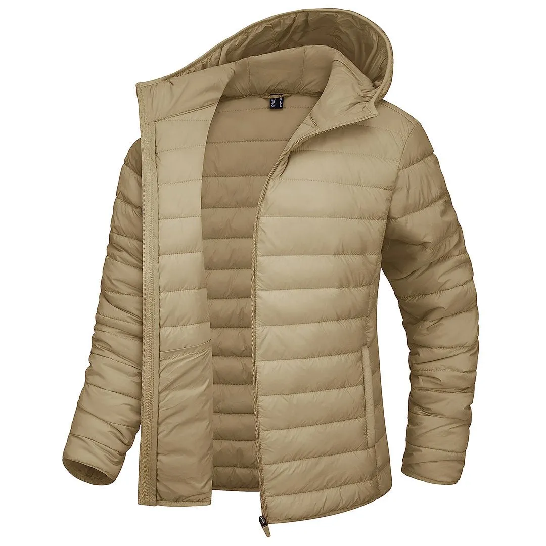 Women's Lightweight Puffer Full-zip Water-Resistant Winter Coat with Hood