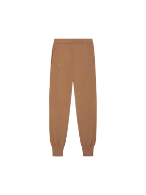 Womens Recycled Cashmere Track Pants—camel
