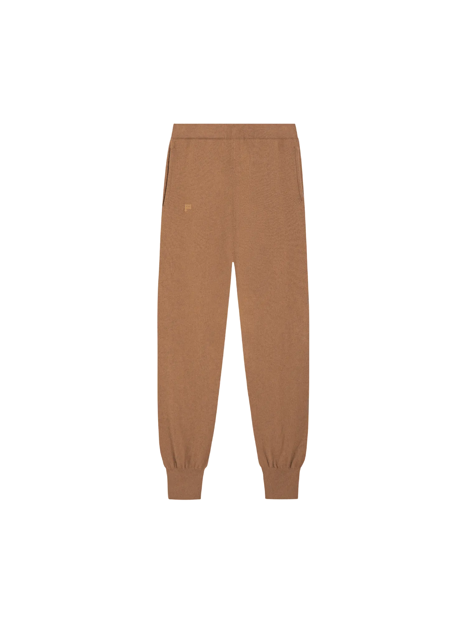 Womens Recycled Cashmere Track Pants—camel